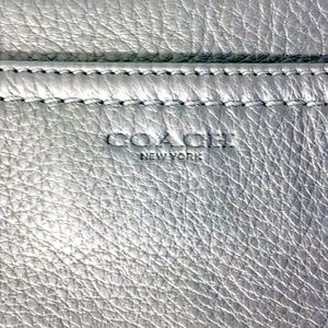 Coach Wristlet in Metallic Silver Pebbled Leather